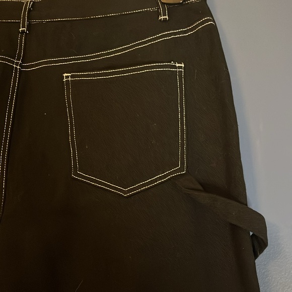 SOHN Boutique Black high waist, wide leg vintage Painters Pants -white stitching - Picture 9 of 12